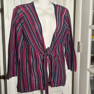 Striped Pink and Blue Wrap Cardigan with slight sparkles!